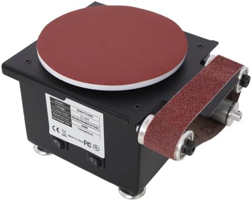 Mini Belt Disc Sander 2 in 1,Bench Grinder Small Spindle Sander Machine for Wood Metal Stone Diy Grinding,Adjustable Speed Electric Sander