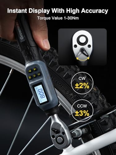 GROWNEER Digital Torque Wrench, 1.1-22.1 Ft-lbs/1.5-30 Nm, Motorcycles Bicycles,1/4" Drive Electronic Inch Pound Torque Wrench with Buzzer & LED Indicator,for Gunsmithing Bike Motorcycle