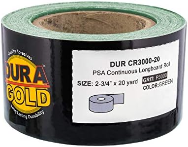 Dura-Gold Pro Series 9" K-Block Sander Firm & Flex Hand Sanding Block Pad with Hook & Loop Backing and PSA Adapter Pad & 3000 Grit Green Sandpaper Roll, 2-3/4" Wide, 20 Yards Long