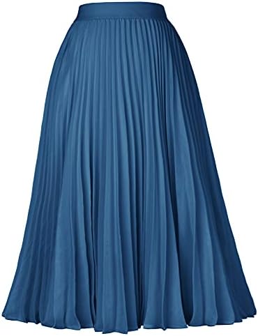 GRACE KARIN Pleated Midi Skirt for Women Chiffon A-Line Outfits