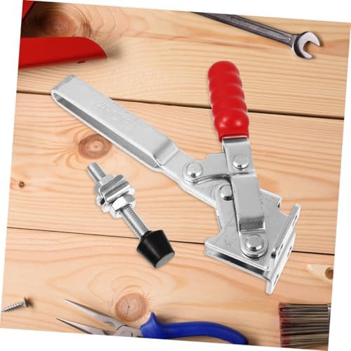 2pcs Welding Toggle Clamps with Rubber Tip, Iron Fixed Clamp for Woodworking and Welding Fixtures, Quick Release Workholding Device for Workshop Positioning