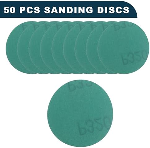 Car Sanding Discs 2inch 320 Grit Abrasion Resistance | Round Hook and Loop Sandpaper Green 50 Pcs