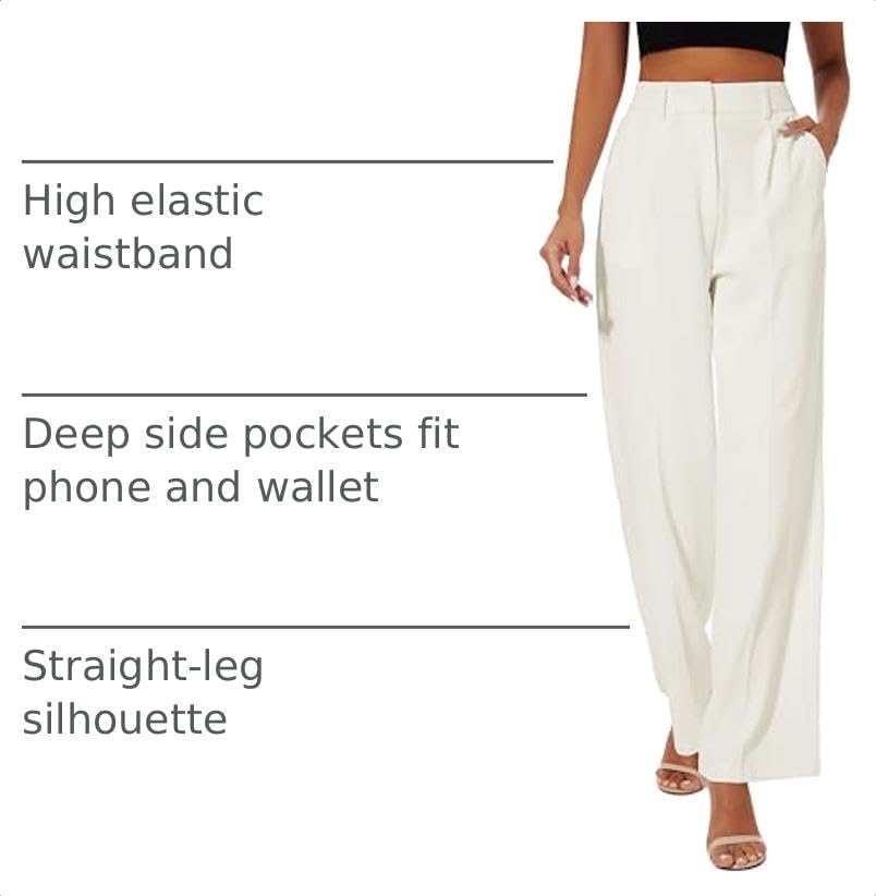 FUNYYZO Wide Leg Dress Pants for Women Work Slacks Business Casual Outfits
