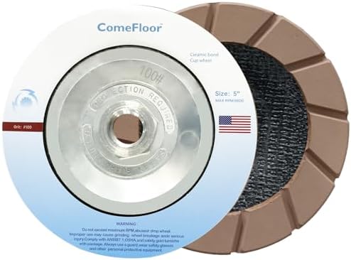 Concrete Grinding Wheel 5" Ceramic Diamond Cup Wheel for Floor Grinding, 100# Dry Edge Polishing Discs Fits Angle Grinder, 5/8"-11