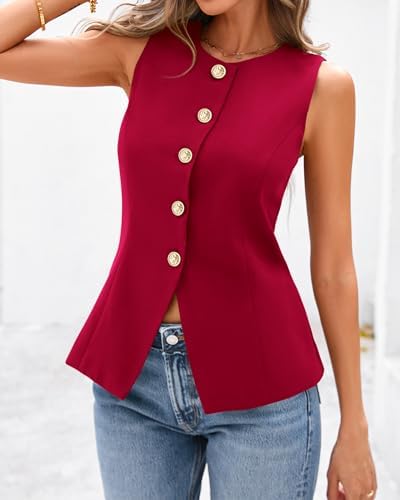 BTFBM Suit Vest Tops For Women Sleeveless Blazer Work Wear