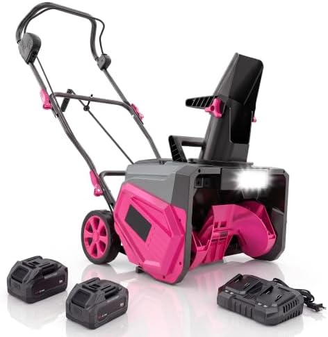 Garvee 40V 20" Cordless Snow Blower, Electric Snow Thrower Machine,Pink