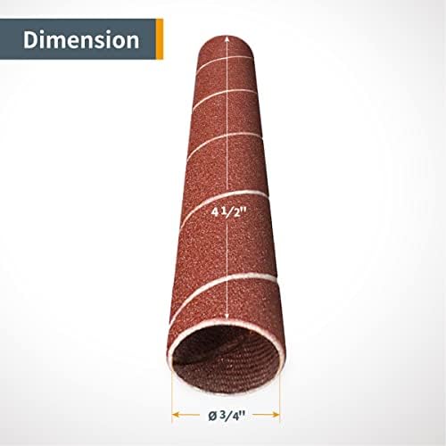POWERTEC 11209 4.5 Inch Sanding Sleeves for Spindle Sander | 120 Grit | Aluminum Oxide Sandpaper Sanding Sleeves 4-1/2" Long in 3 Diameters 1/2", 3/4" & 1" – 9 Pack