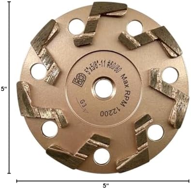 5" S Segment Grinding Wheels, #60/80 Grit, 5/8"-11 Threaded Arbor