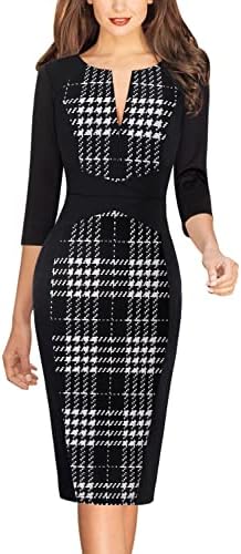 VFSHOW Womens Work Business Office Zipper Up Slim Bodycon Sheath Dress