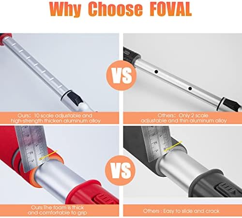 FOVAL 47.2" Extendable Snow Brush and Wider Ice Scraper (4.73" Width) with 360° Pivoting Brush Head, Snow Removal Tool Car Brush with Comfortable Foam Grip for Car Windshield, Trucks, SUVs