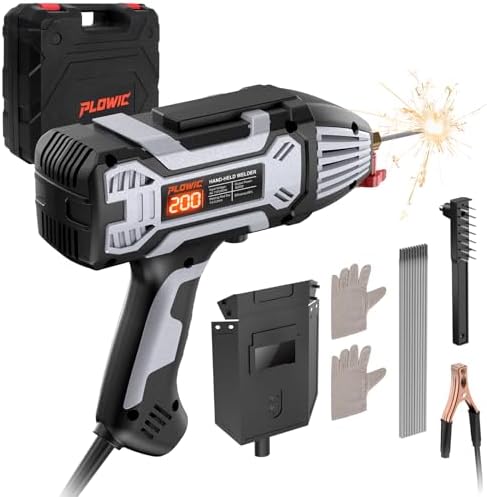 Portable Handheld Welding Machine 110V: 200A IGBT Inverter ARC Welder Gun with Digital Display & 6-Level Current Control, Hot Start & Anti-Stick Fits for 3/32"-1/8" Stick Rod