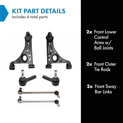 TRQ Front Steering Suspension Kit Control Arm Ball Joint Sway Bar Link Tie