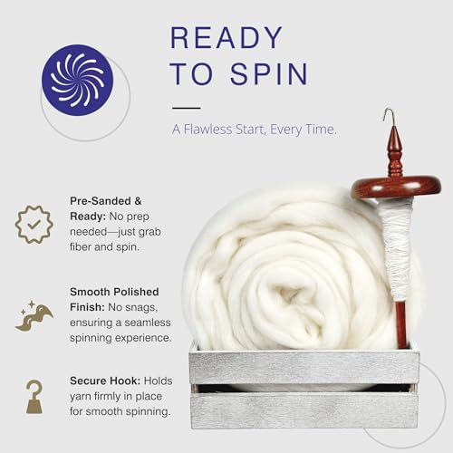 Revolution Fibers Artisan Top Whorl Drop Spindle for Beginner & Advanced Hand Spinning - 11 inch Shaft | 3.25 inch Whorl Diameter | Satin Finish | Hand Crafted Rosewood Flora | Spin Roving into Yarn