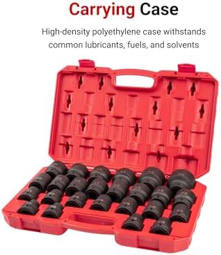 TEKTON 3/4 Inch Drive Impact Socket Set, 25-Piece | SID93313 | (17 - 50 mm, Common Sizes), Shallow, 6-Point, Case
