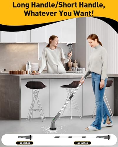 Electric Spin Scrubber for Bathroom, Shower Scrubber with Long Handle