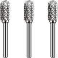 Carbide Burr Set 1/4" Shank SC-3 Die Grinder Bits Tungsten Double Cut Burr Bits (3/8" Cutter Dia X 0.80" Cutter Length) for Die Grinder Kits Metal Grinding Drilling Polishing (3pcs)