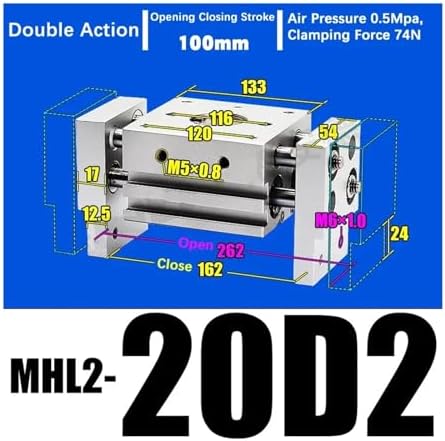 Double Acting Pneumatic Gripper Wide Type Air Gripper Parallel Cylinder Aluminium Clamps MHL2-20D MHL2-20D1 MHL2-20D2(MHL2-20D2)