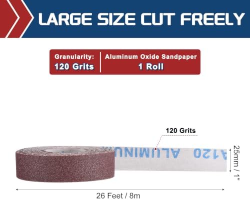 Sandpaper Roll 1Inch 25FT 120Grit Aluminum Oxide Emery Cloth Roll