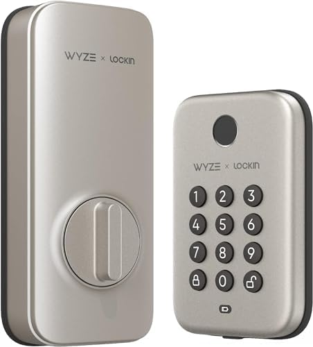 Wyze Auto-Lock Bolt, Fingerprint Unlock with Keypad, Electronic Entry Door Smart Deadbolt Lock, IPX5 Weatherproof, Easy Installation, Satin Nicke