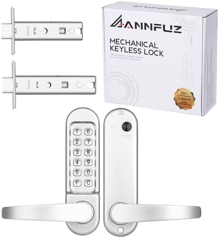 Mechanical Keypad Keyless Entry Door Handle Lock,Pearl Chrome