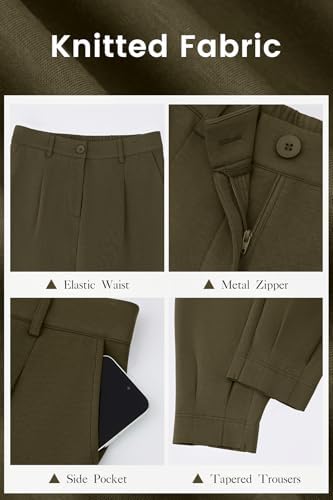 CFLONGE Womens Ankle Work Pants Trousers Casual Slacks