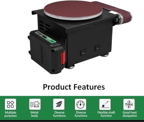 Grinder， 6000WA Lithium Battery Dual-Purpose Electric Miniature Grinding And Polishing Machine, 6-Inch Sand Disc Grinder+Belt Sander, with 10 Abrasive Belts +10 Discs of Sandpaper Suitable for DIY Gri