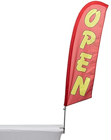 Vispronet Open (Red) Small Feather Flag Kit with Table Clamp – Stands about 8.2ft Tall – Great for Businesses, Storefronts, Job Fairs, and Festivals – Printed in the USA