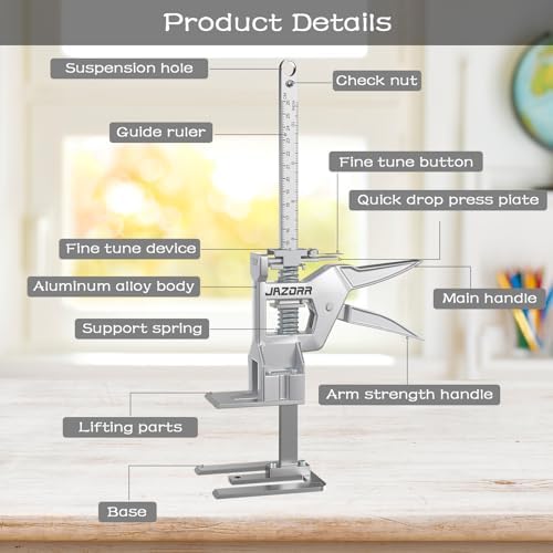 2Pcs Metal Labor Saving Arm Jack, Precision Height Adjustment Lifting Device Furniture Jack, 440LBS Capacity for Lifting Wall Tile, Door Panel, Window Frame & Furniture Cabinet