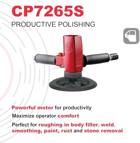 Chicago Pneumatic CP7265S - Air Rotary Sander Tool, Home Improvement, Woodworking Tools, Polisher, Rust Removal, Vertical Rotary Tool, Heavy Duty, 7 Inch (180 mm), 0.67 HP / 500 W, One Size, Factory