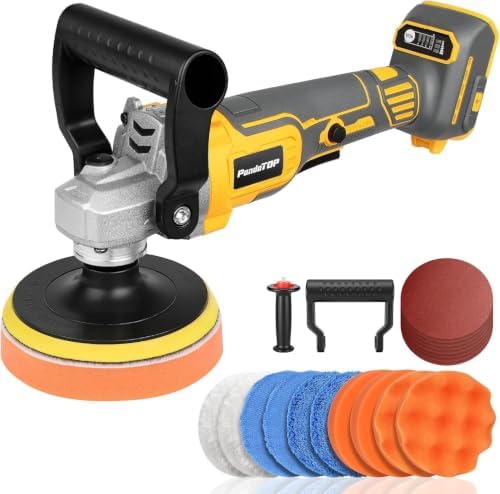 Cordless Buffer Polisher for Dewalt 20v Max Battery, Brushless Rotary Car Buffer Polisher, Variable Speed 1000-6000 RPM, Detachable Handle Polisher for Car Detailing,Sanding Waxing (No Battery)