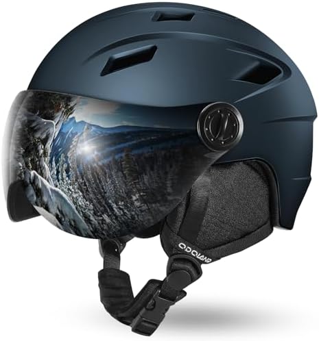 Odoland Ski Helmet with 2-in-1 Visor Goggles, Lightweight for Men Women
