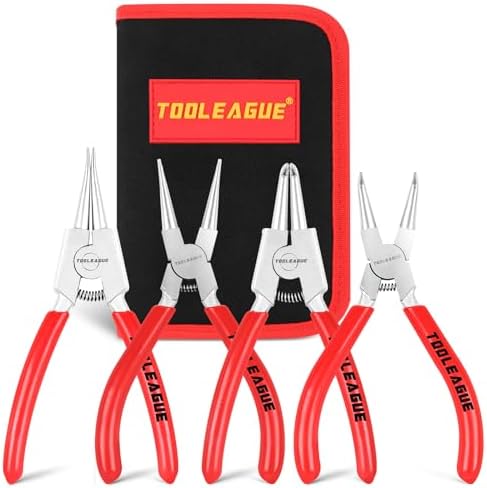 TOOLEAGUE 5" Small Snap Ring Pliers Set, Mini Circlip Pliers Kit, 4 Pcs