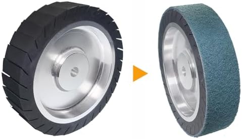 8 x 2 inch Rubber Expansion Centrifugal Wheel Working with Zirconia/Non-Woven Nylon Sanding Bands (Nylon Belts 4 pcs Mix)