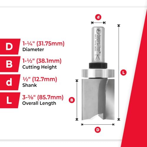 Amana Tool - 45367 Carbide Tipped Flush Trim Plunge Template 1-1/4 Dia x 1-1/2" x 1/2