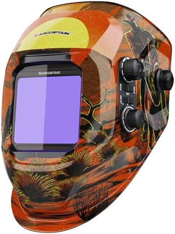ARCCAPTAIN Auto Darkening Welding Helmet, 3.94"X3.66" Large Viewing Screen