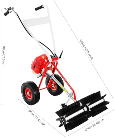 Handheld Lawn Sweeper, 2 Stroke Engine 43CC Gasoline Powered Sweeper, for Park Garden Grass Lawn Gravel Leaves Cleaning