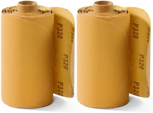 S SATC 6 Inch 320 Grit Gold PSA Sandpaper 200 PCS Self-Adhesive Sanding Discs Aluminum Oxide Sticky-Back Sanding Paper for DA Sanders Woodworking