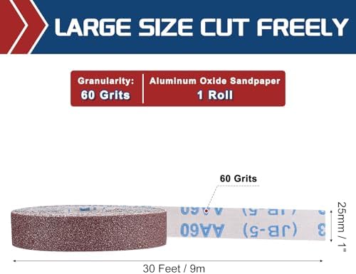 Sandpaper Roll 1Inch 30FT 60Grit Aluminum Oxide Emery Cloth Roll