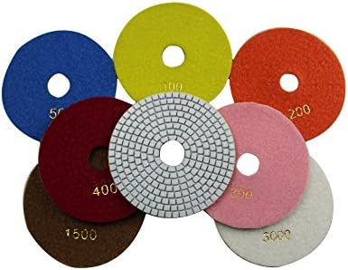 Diamond 5 Inch Wet Polishing Pads for Granite Marble Travertine Terrazzo Engineered Stone (Pack of 7)