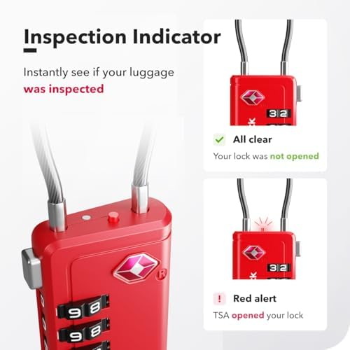 TSA Approved Luggage Locks, Travel Locks with Inspection Indicator