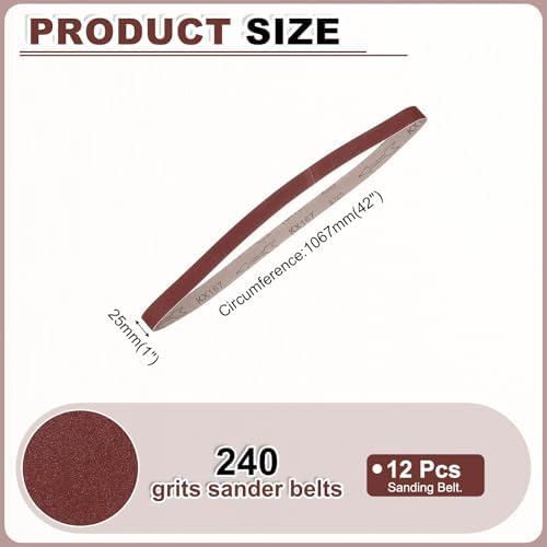 HARFINGTON 1 x 42 Inch Sanding Belts, 12 Pcs 240 Grits Aluminum Oxide