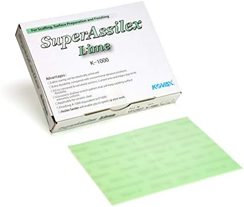 Super Assilex Flexible Sanding Sheets, Lime K-1000, Hook & Loop, 191-2507, 25 Sheets