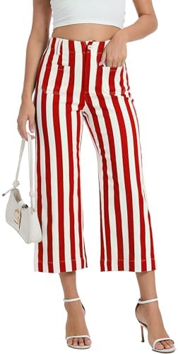 Wide Leg Jeans for Women Trendy High Waisted Flare Jeans Cropped Pants Stretchy Baggy