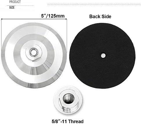 SHDIATOOL 5 Inch Aluminum Backer Pad 5/8-11 Thread for Diamond Pads 2PCS