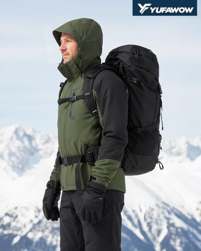 Yufawow Men Winter Jacket Skiing Jacket Insulated Fleece Lined Waterproof Windbreaker for Snowboard Hiking Camping ATV Outdoor Work