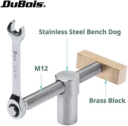 DuBois 51059 Bench Dog Clamps for 3/4" (19mm) Dog Hole | Low-Profile Workbench Angle Adjustable Screw Clamp Stoppers, 2 PK