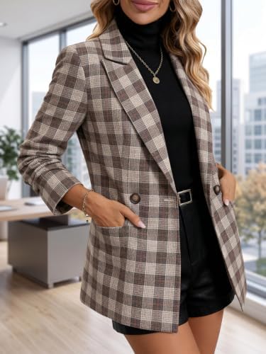 Mina Self 2026 Women's Fall Plaid Blazer Houndstooth Jacket Business Casual