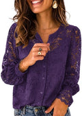 Zeagoo Long Sleeve Shirts for Women Lace Top Button Up Blouse Dressy Casual