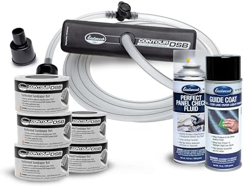 Eastwood Elite Contour DSB Dustless Auto Body Sanding Block Master Kit | Automotive Sanding Blocks and Contour Hand Sander for Drywall & Autobody Paint Works | Sander, 5 Grits of Sandpaper, Guide Coat