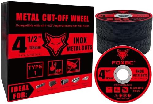 FOXBC 4-1/2 Inch Cut Off Wheel Discs for Angle Grinder, Cutting for Metal & Stainless Steel, 4-1/2" x .045" x 7/8" - 50 Pack